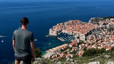 overlooking old town of Dubrovnik from cable car