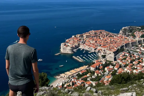 overlooking old town of Dubrovnik from cable car