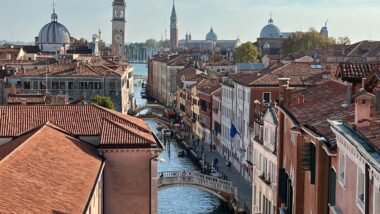 views of the canals of Venice in Italy