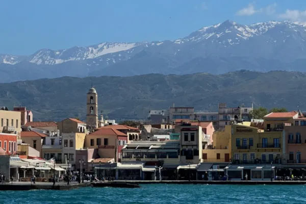 promenade around the harbor of Chania Crete Greece