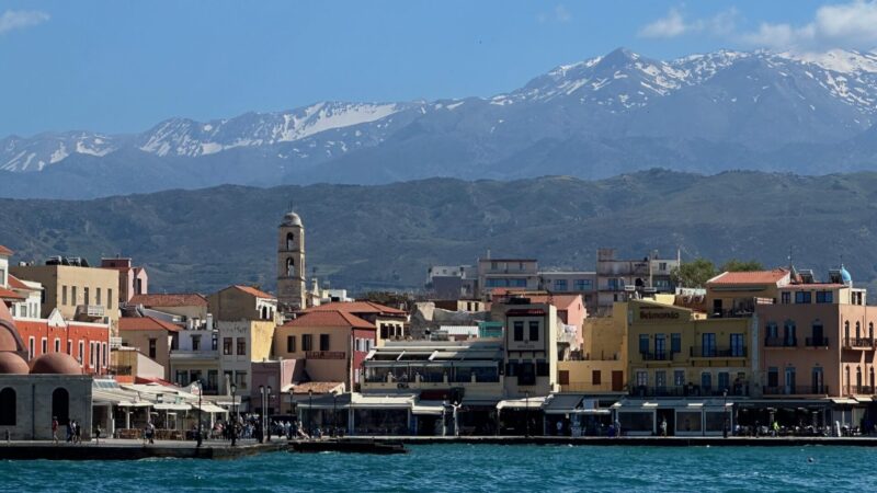 promenade around the harbor of Chania Crete Greece