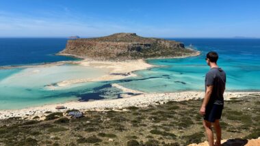 view of balos lagoon and beach in Crete Greece