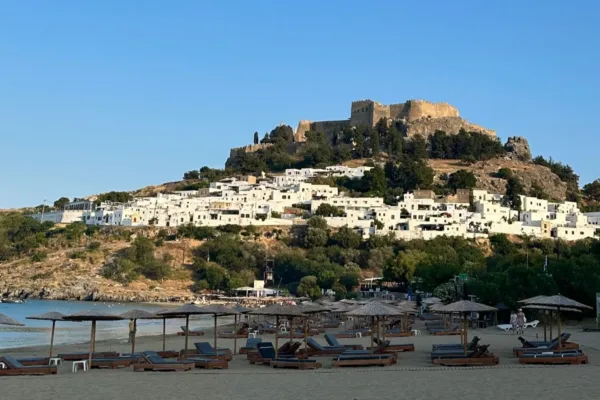 view of Lindos town in Rhodes