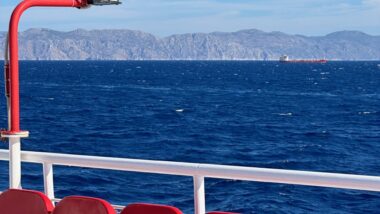 view of Greece from the sea after learning how to use the greek ferry system