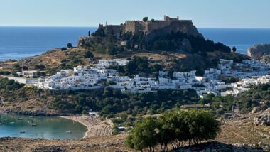amazing view of Lindos town in Rhodes Greece