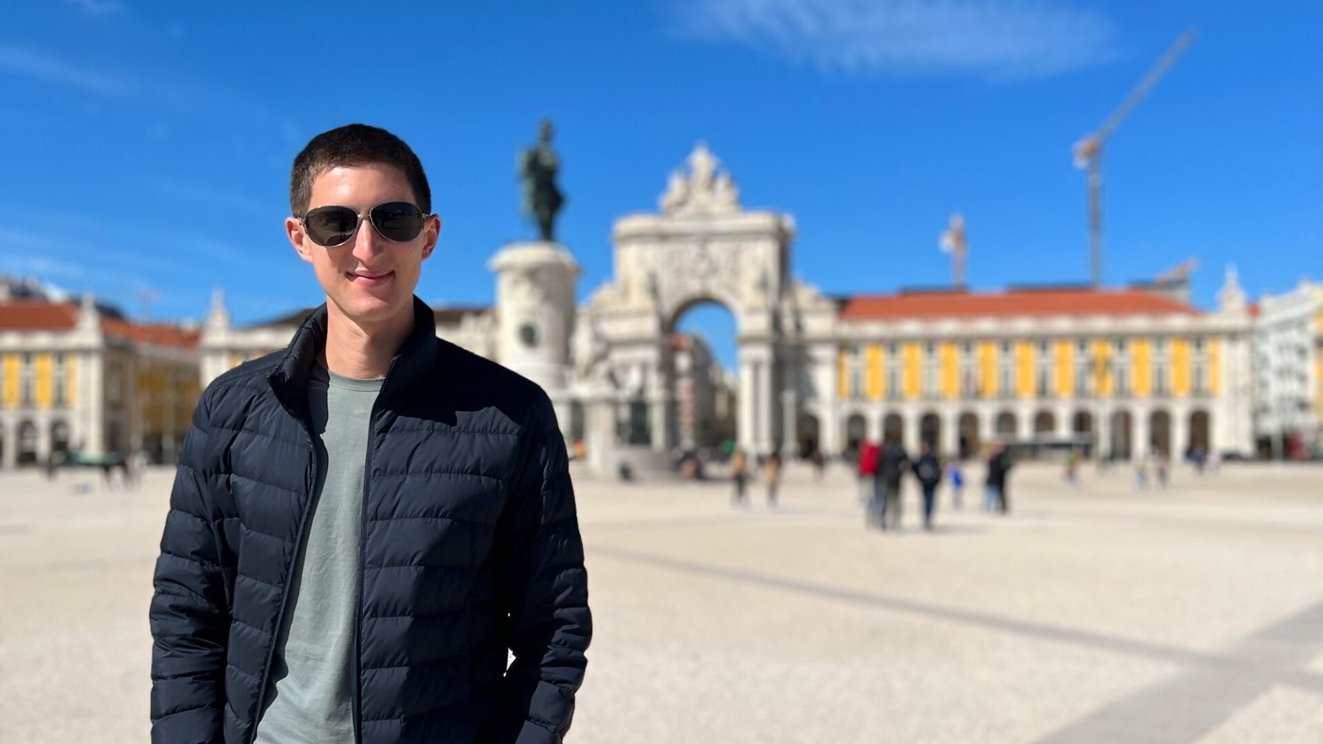 travel blogger in downtown Lisbon Portugal