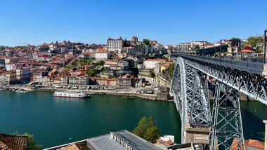 views from the Ponte de Luis Bridge in Porto Portugal