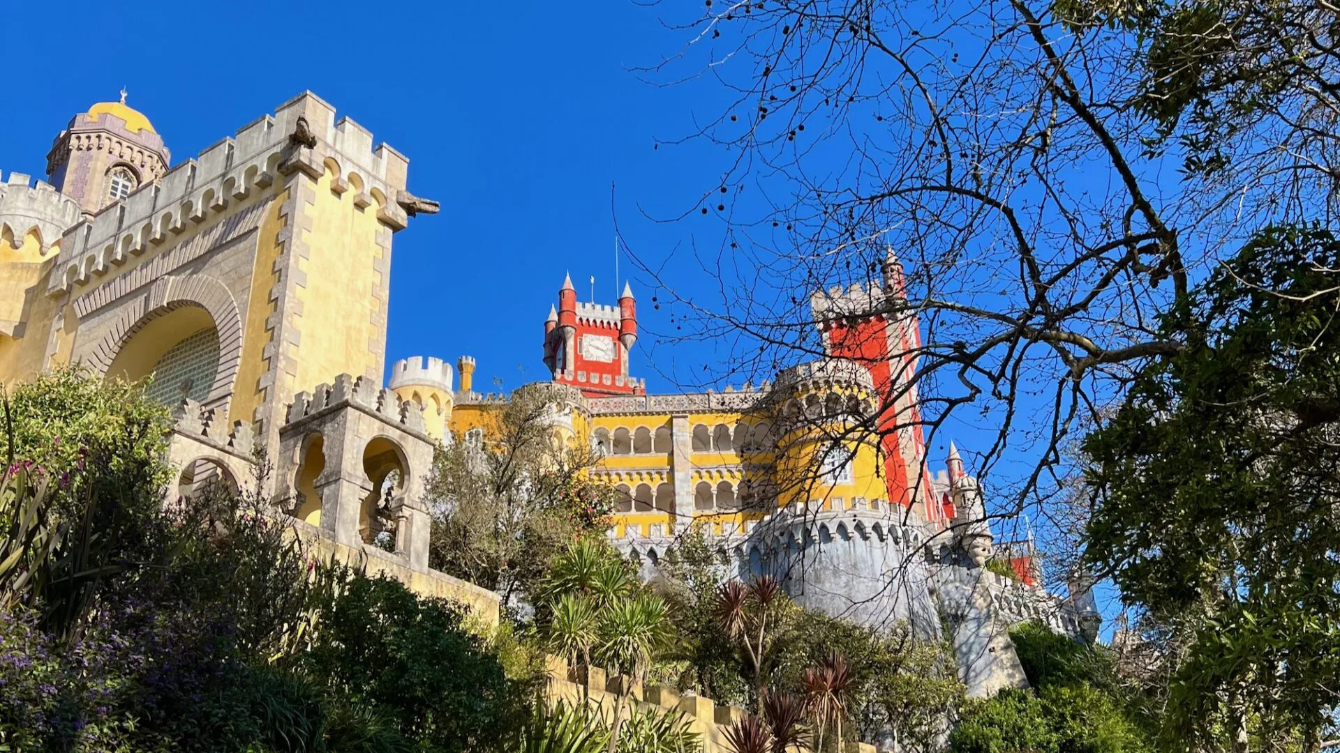 views of Pena palace in Sintra Portugal