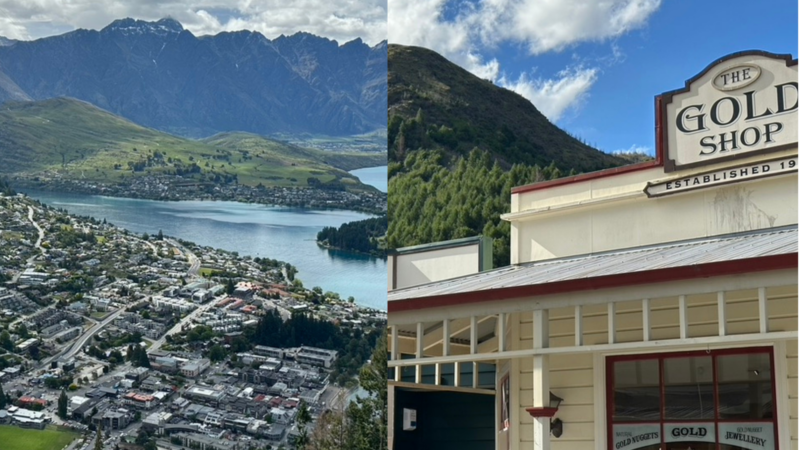 comparison photo of queenstown and Arrowtown in New Zealand