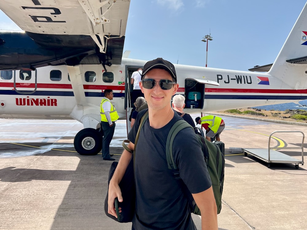 how to get to Saba by prop plane
