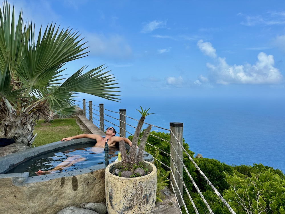 Spyglass Villa Luxury Outdoor Bathtub overlooking Caribbean Sea