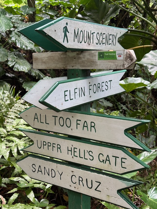sign posts on Saba Hiking trails