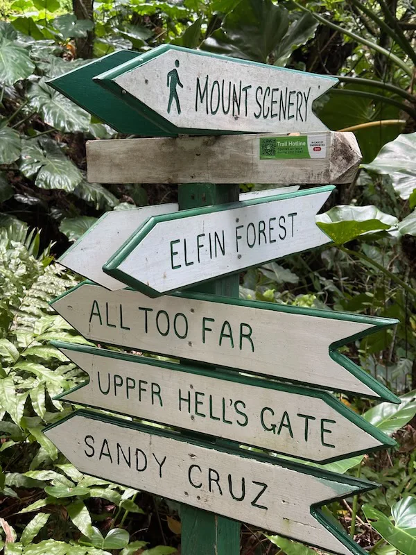 sign posts on Saba Hiking trails