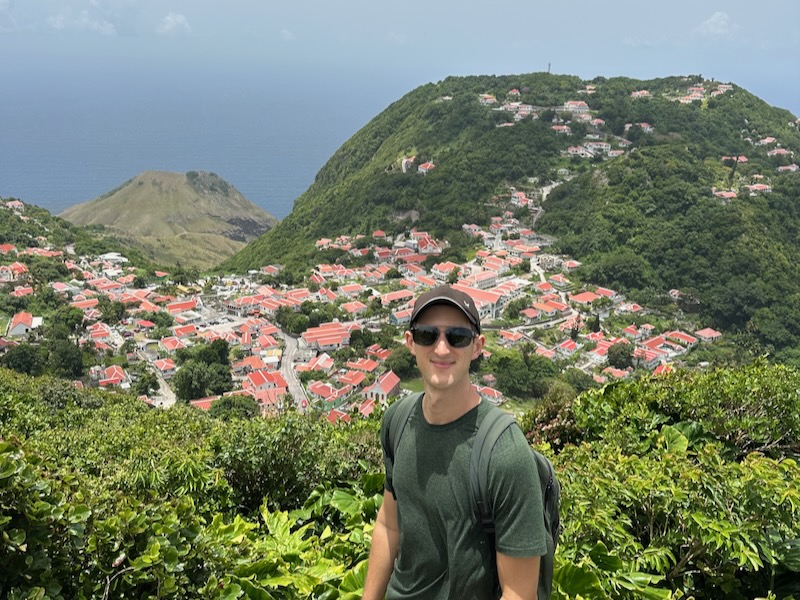 man giving tips for hiking in Saba Caribbean 