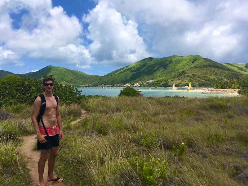 travel blogger hiking around Pinel Island in st Martin