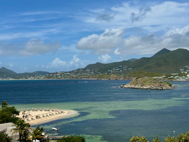 Pinel Island beach with St. Martin island in distance