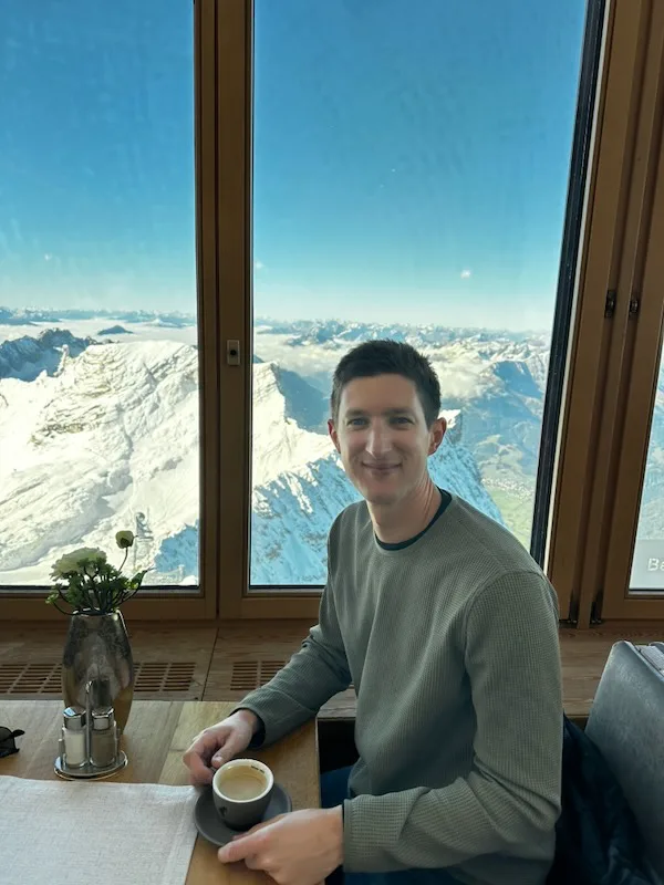 dining at restaurant at peak of zugspitze Germany
