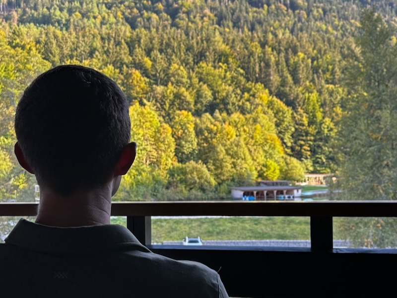 German alps view from hotel room in Garmisch 