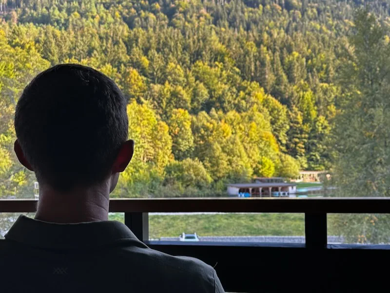 German alps view from hotel room in Garmisch