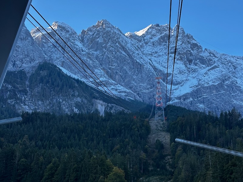 views of zugspitze from cable car