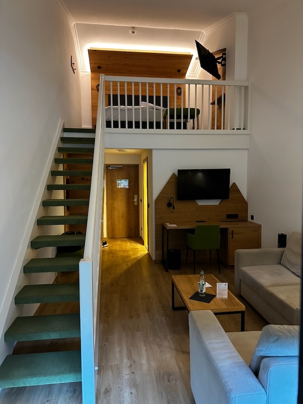 maisonette room with balcony and mountain views from Riessersee hotel