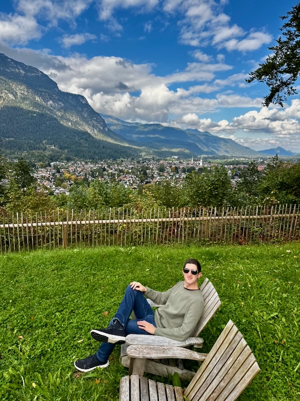 view of Garmisch form mountain hotel Riessersee