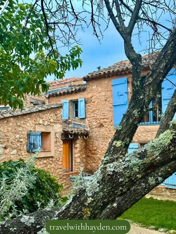 Charming stone house with blue shutters in Provence cottage
