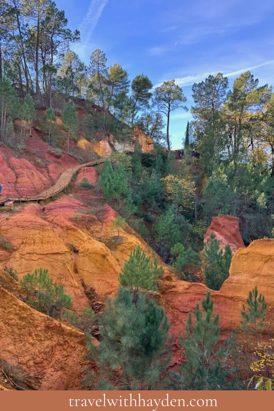 walking path of the ochre clay cliffs in Roussillon Provence France