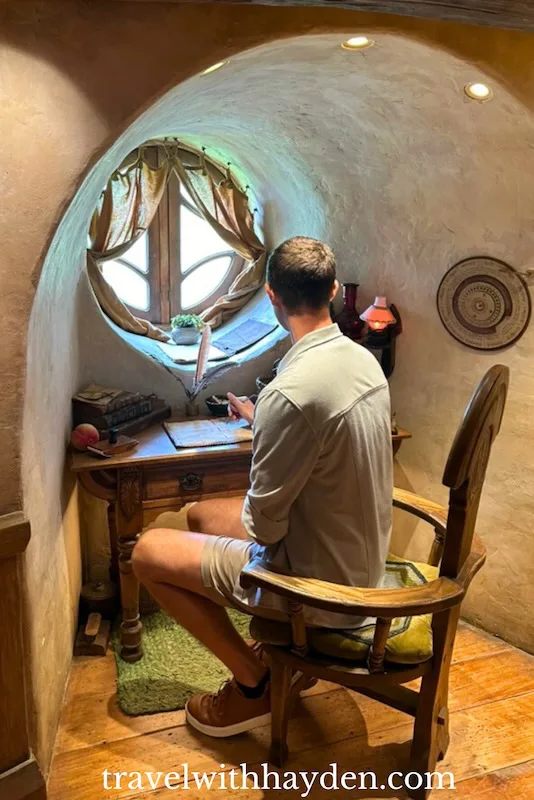 inside a hobbit house at Hobbiton