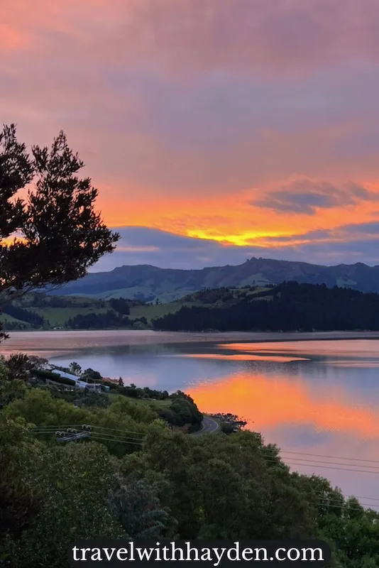 Charteris Bay near Christchurch golden sunset views