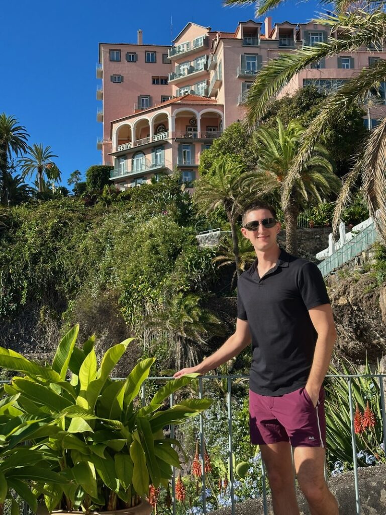 views of hotel from lower deck at Reid's Palace Hotel in Madeira