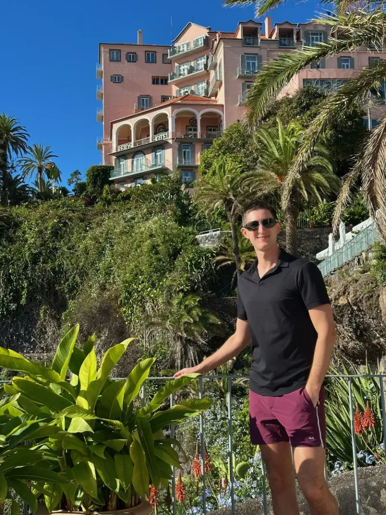 views of hotel from lower deck at Reid's Palace Hotel in Madeira