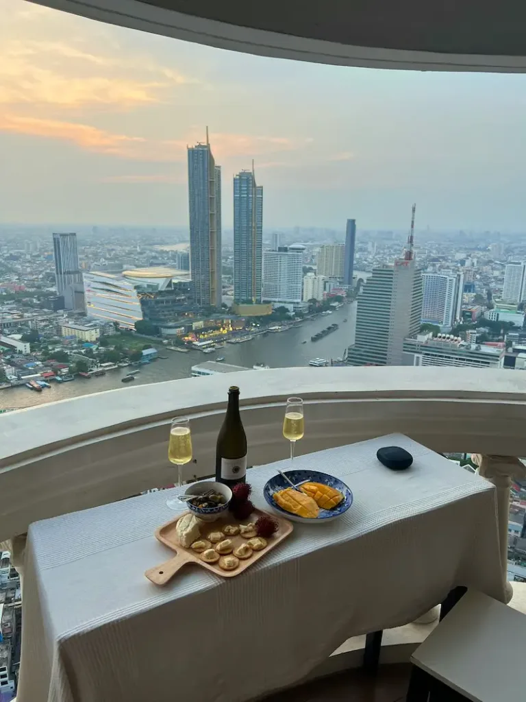 dinner at State Tower Bangkok balcony