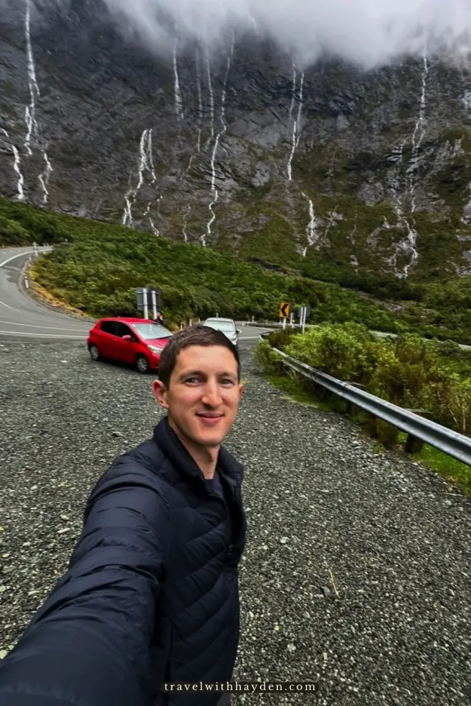 Milford Road Waterfall Roadtrip Selfie