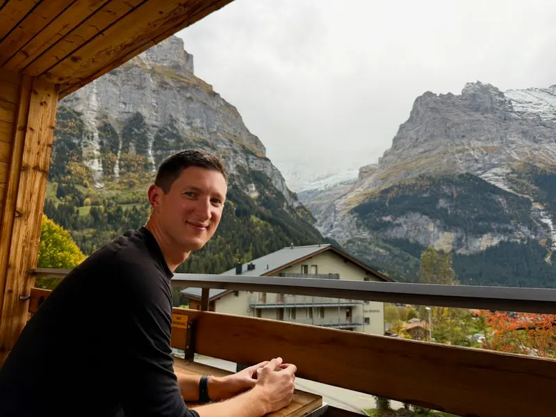 Views of Eiger Noth Face from Balcony at Grindellodge in Grindelwald