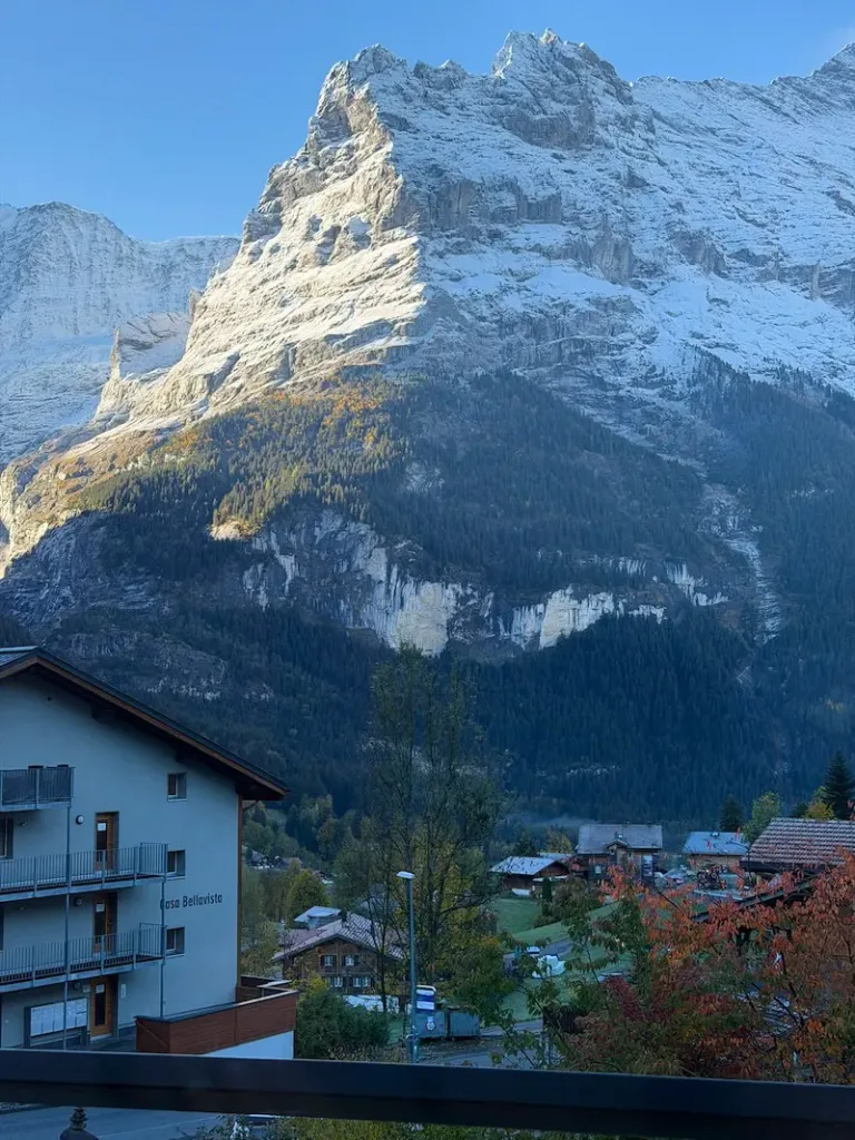 Eiger Views from Hotel Balcony Grindellodge Grindelwald Switzerland